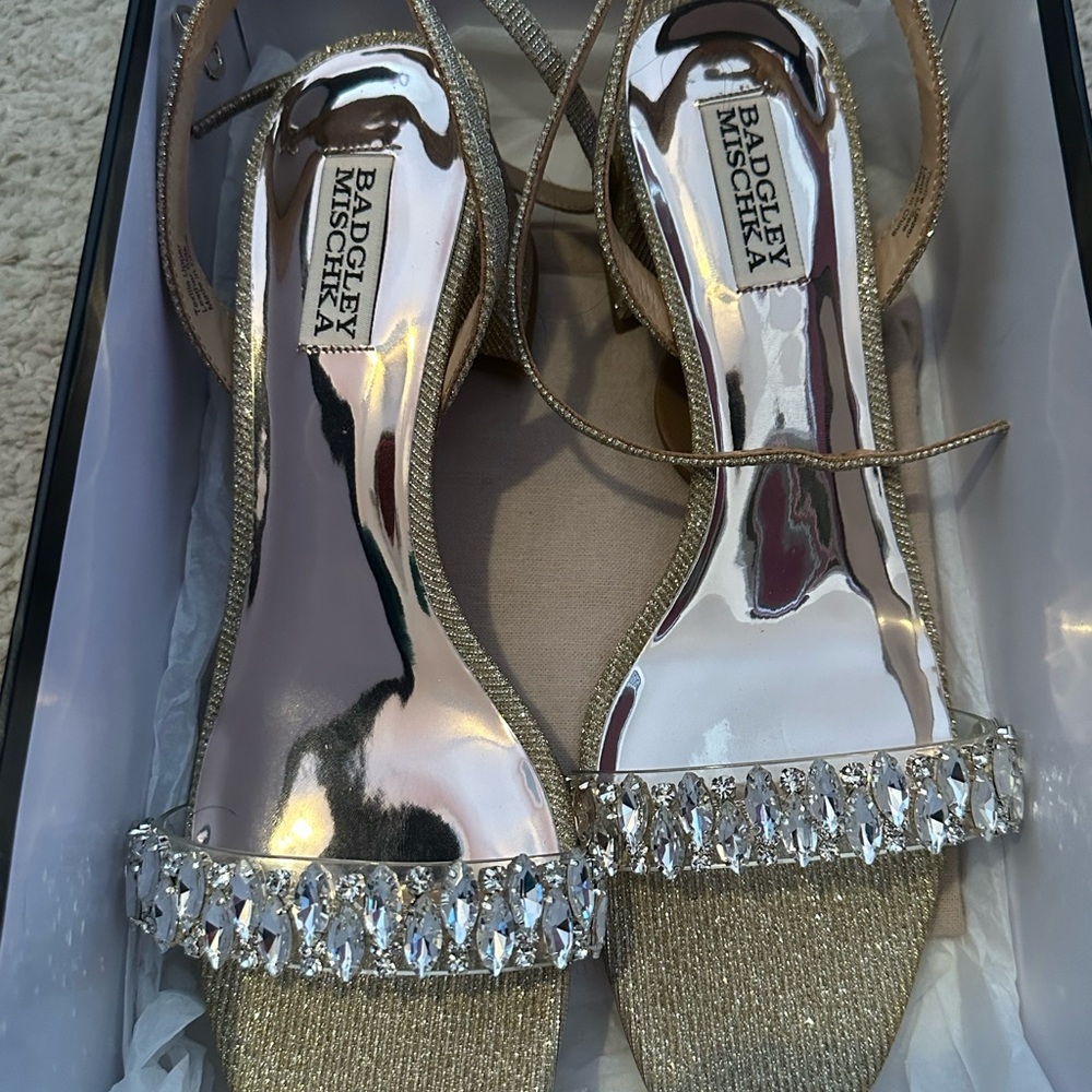 Badgley Mischka Glittering Gold Heels